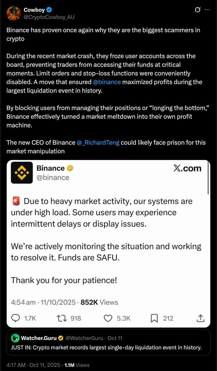 一文了解为什么币安（BINANCE）上的一些山寨币暴跌至零